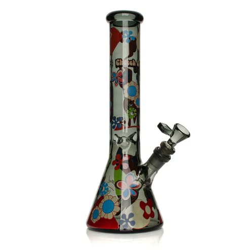 12" Power to the Flower Beaker Base Water Pipe - Smoke
