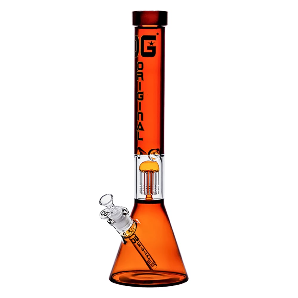 18" 5mm OG Original Colored Tree Perc Beaker - Amber
