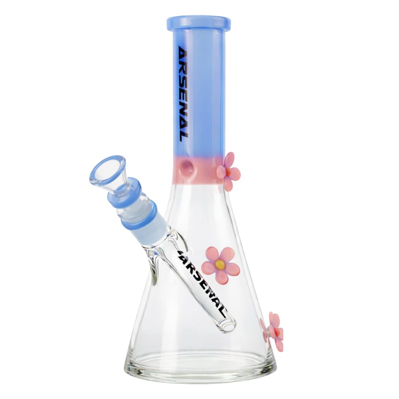 10" Arsenal Spring Bloom Glass Beaker - Milk Blue